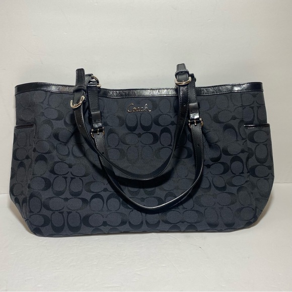 Coach Signature Gallery East West Black  Tote Handbag Purpose - Picture 2 of 16